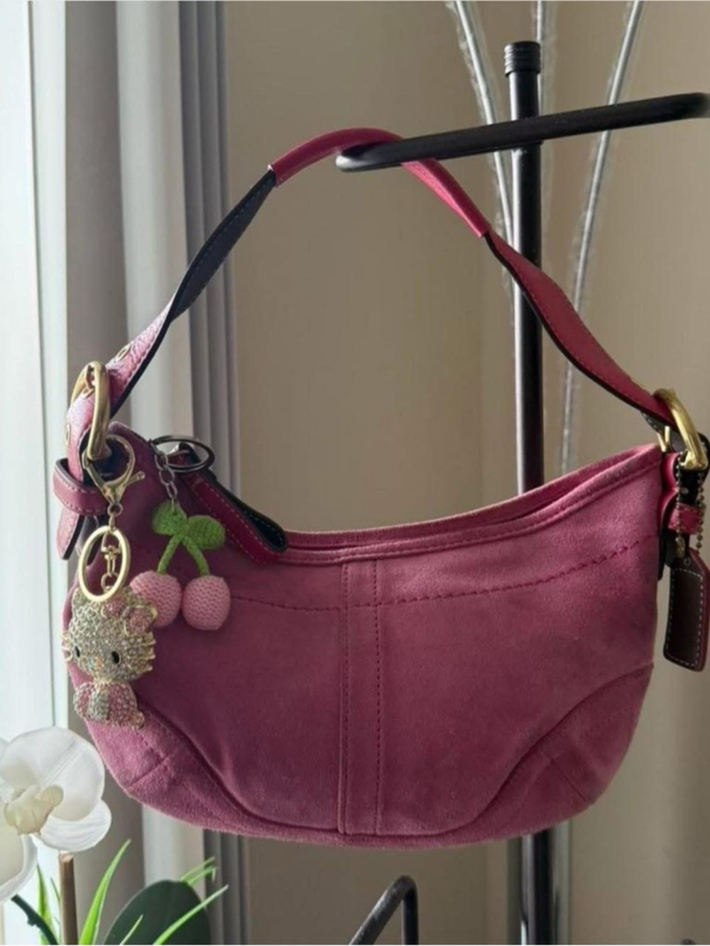 Coach Rose Suede Shoulder Hobo